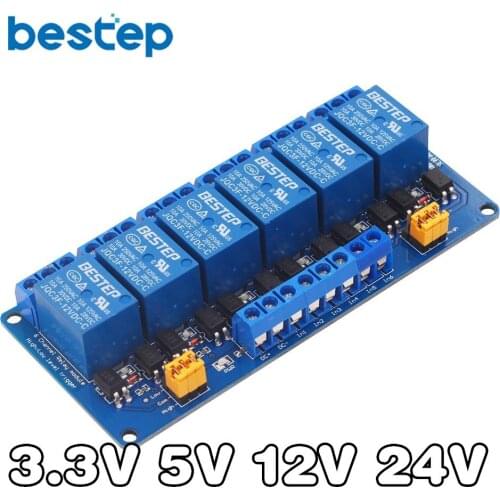 3.3V 5V 12V 24V 6 Channel Relay Module High and Low Level Trigger with Optocoupler Relay Output 6 way Relay Module for Arduino