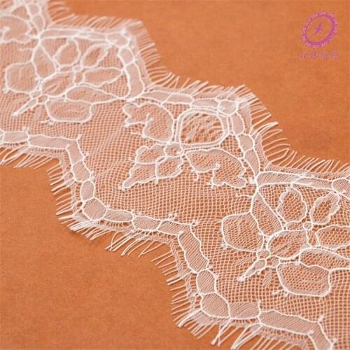 3yards* 12.5m Width Black Scallop Voile Lace Material Shiny White Eyelash lace Fabric Lace Sewing Lace Decoration For Garment