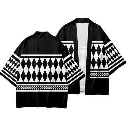 Anime Polyester Summer Tees Tops Tokyo Revengers T-shirt Hanagaki Takemichi Ken Ryuguji T-Shirt Black and White Pattern Haori