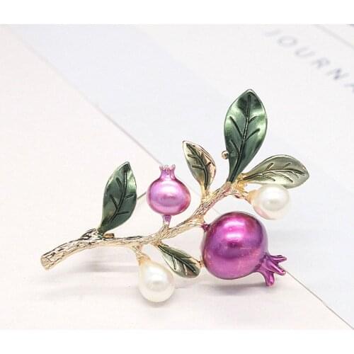 Transit purple pomegranate tree brooch plant brooch female fashion ladies clothing accessories