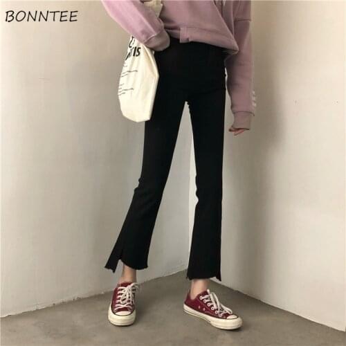 Pants Women Slim Flare Trousers Simple Solid High Waist Female Korean Style Long Elastic Womens Leisure Harajuku Soft Elegant
