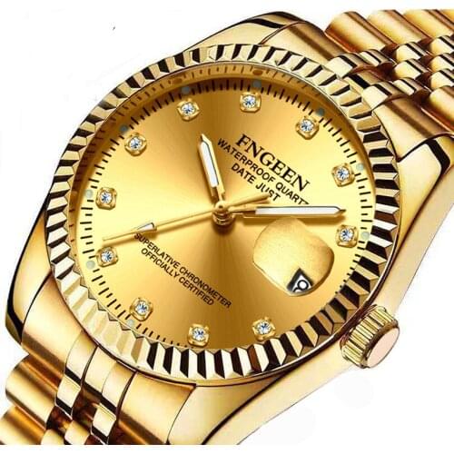 Local tyrants lady hot style golden golden couple watch waterproof watch fashion students watch men