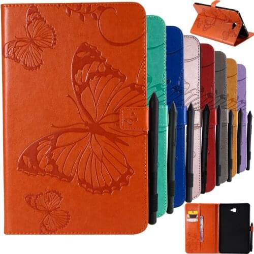 For Samsung Tab A6 10.1 2016 Cover Emboss Butterfly Leather Flip wallet Shell for Samsung Galaxy Tab T580 T585 Tablet Case Stand