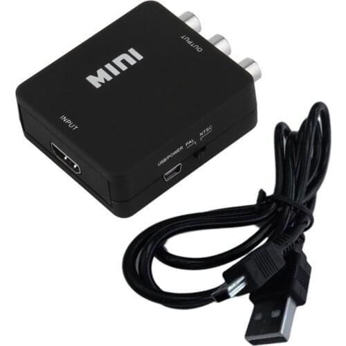 Black Mini 1080P HDMI-compatible to RCA Audio Video AV CVBS Adapter Converter For HDTV HDMI2AV Video Converter Adapter Box