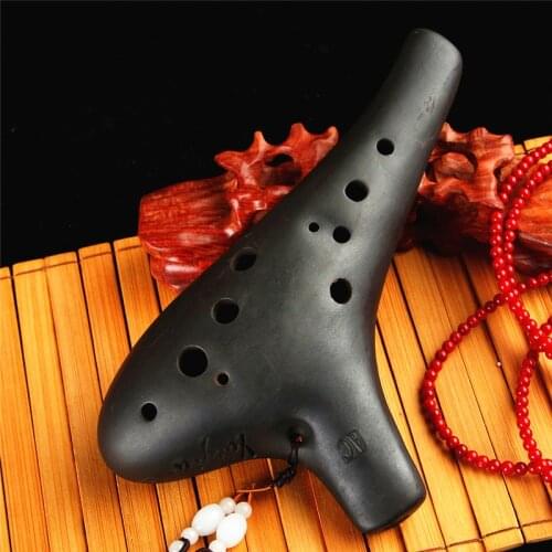 12 hole Alto C Key Ocarina Flute black pottery Flauta Classical Musical Instruments professional 12 hole alto C ocarina flute AC