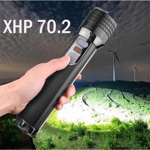 XHP70.2 4-core Built in 4* 18650 Battery Led Flashlight Usb Charging Powerful Rechargeable Powerbank Zoomable Flashlight Torch