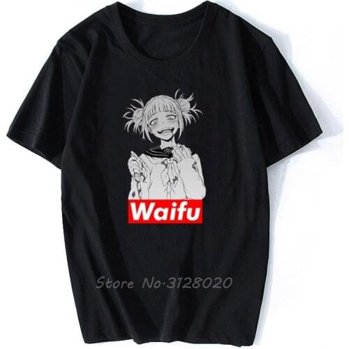 My Hero Academia Toga Waifu Boku No Hero Academia Anime T Shirt Top Tee Black T-shirt Men Male Funny Streetwear Tshirt