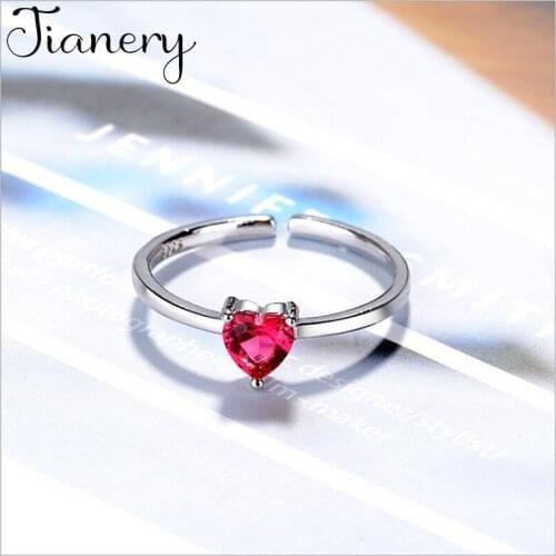 JIANERY Wholesale Real Silver Color Red Heart Rings For Women Big Antique Rings Finger Jewelry High Quality