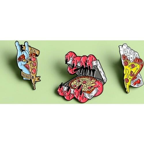 Creative Punk Skeleton Halloween Ghost Hand Enamel Brooch Food Pizza Alloy Badge Clothes Bag Pin Jewelry Gift For Friends