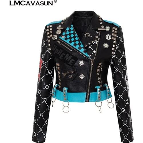 LMCAVASUN Woman Leather Jacket Coat Brand New Motorcycle Leather Jacket Women Faux Leather Jackets Winter Windbreaker Coats