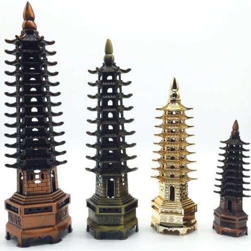 Metal Crafts China Pagoda of Cultural Prosperity Pyramid Model Distinguished Wenchang Tower Luckey 4 Sizes Home Decoration