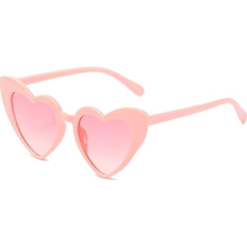 Fashion Plastic Kids Cute Heart Shaped Sunglasses Red Black White Yellow Transparent Lens Frame Woman Outdoor Beach Spectacles
