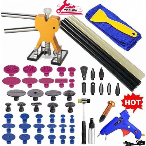 Auto Body Paintless Dent Removal Kit with Dent Puller and Dent Puller Tabs for Larger Car Dent Repair and Small Dent Removal