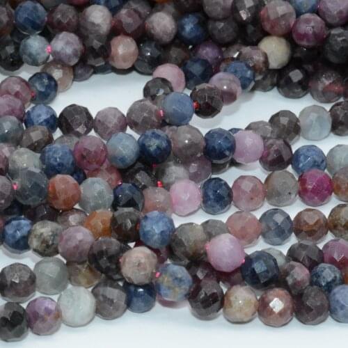Natural Ruby+Sapphire Faceted Round Beads 6mm