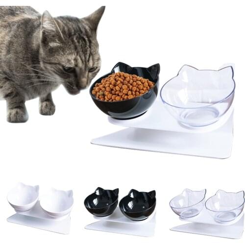 Non-slip Cat Bowls Double Pet Bowls With Raised Stand Pet Food and Water Bowls For Cats Dogs Feeders Pet Products Cat Bowl 2021