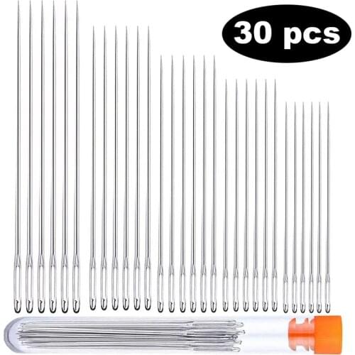 Nonvor 30 PCS Large Eye Sewing Needles, 5 Sizes Stitching Needles, Stainless Steel Needles, Crafting Knitting Weaving Needles