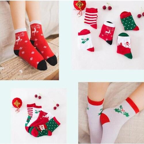 5 Pair/lot Baby Boys Girl Socks Christmas Santa Winter Red Cotton Socks Cartoon Snowy Cute Sock Accessories Gift