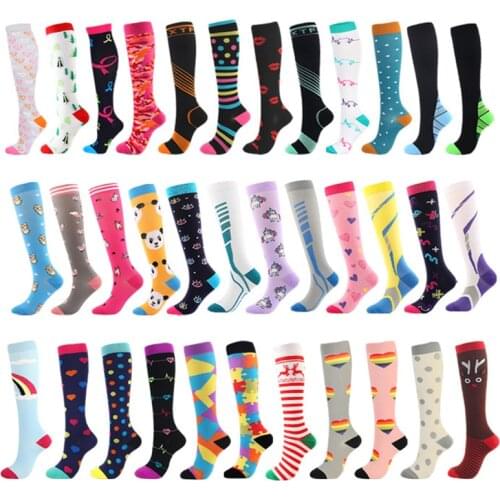 Running Men Women Socks Sports Compression Happy Tube Socks Support Nylon Unisex Outdoor Racing Long Pressure Stockings High