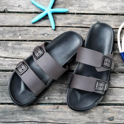 ZEEKSON New Slippers Mens Flip Flops Mens Summer Fashion Beach Shoes Non-slip Soft Bottom Buckle Casual Mens Slippers