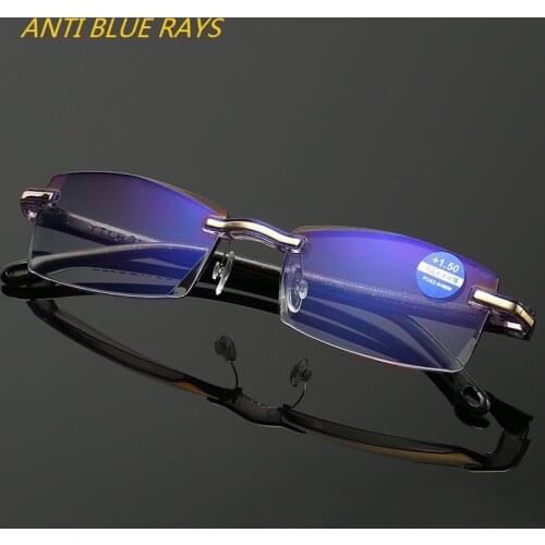 Ultralight Rimless Reading Glasses Men Women Business Anti-Blu-Ray Dimond Cutting Computer Reading Glasses Presbyopia 1.5 women