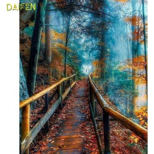 Full Square Diamond embroidery Maple Forest DIY3D Diamond painting Cross stitch tree Full Round Diamond mosaic Wood path scenery