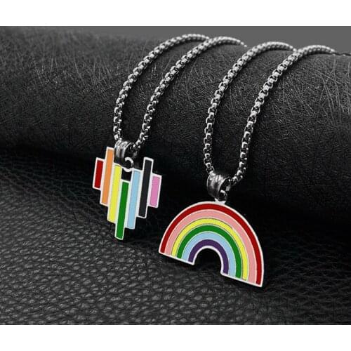 Rainbow Necklace Male Pendant Hip Hop Girl Street Simple Wild Couple Pendant Matching Accessories