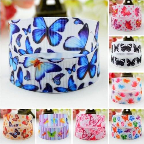 7/8'' 22mm,1" 25mm,1-1/2" 38mm,3" 75mm Butterfly Cartoon Character printed Grosgrain Ribbon party decoration 10 Yards