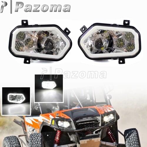 1Pair UTV Headlight LED Light for Polaris RZR 800 900 4 XP 900 Ranger Sportsman Car Lamps Waterproof Off Road Headlamp 2011-14