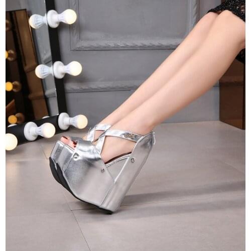 Wedges Shoes Women Sandals Retro Open Toe Platform Female Sandals High Heels 18CM Roman Shoes Fish Mouth Casual Ladies Pumps