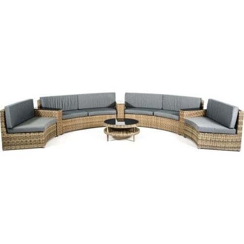 Rattan Furniture Outdoor Wicker Half Round Style 8 Seater Sofa Set