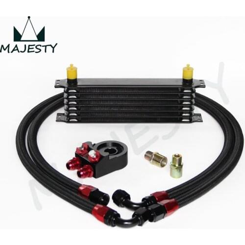 UNIVERSAL AN10 7 ROW ENGINE TRANSMISSION OIL COOLER KIT+FILTER ADAPTER HOSE END