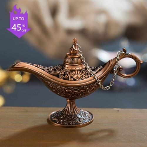 Aladdin Magic Lamp Classic Metal Crafts Wishing Lamp Aromatherapy Stove Home Creative Decoration Gifts