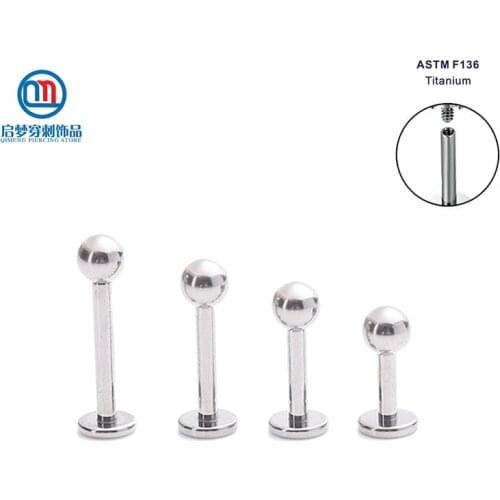 ASTM F136 Titanium Internally Threaded 16G Labret with Ball Body Piercing