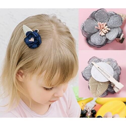 5pcs/lot Baby Hair Lace Spring Flower with Leaf Clips Newborn Baby Mini Hairpins Hair Accessories Kids Hair Barrettes Girl Clips