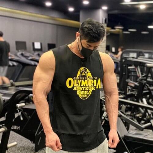 Summer Fitness Vest Mens Sleeveless Waistcoat Loose Running Sports Trend Short-Sleeved Tees