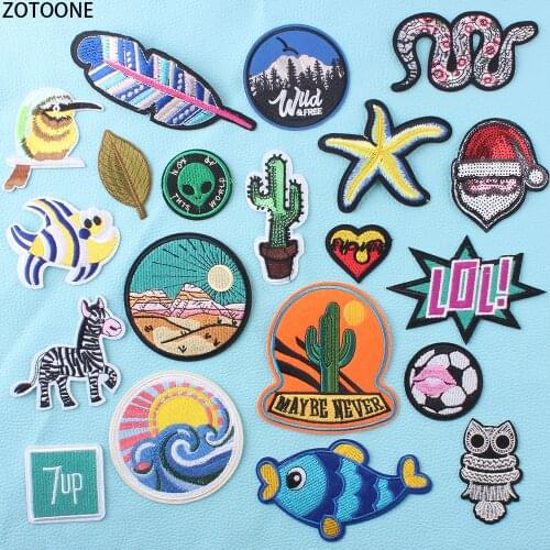 ZOTOONE Animal Letters Patches Embroidered Stripes on Clothes Iron on Punk Style Stickers Diy Appliques on Garment Accessories E