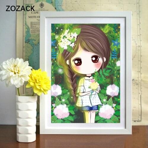Zozack Forest Girl Patterns Counted Cross Stitch 11CT Printed Cross Stitch Sets Chinese Cross-stitch Kits Embroidery Needlework