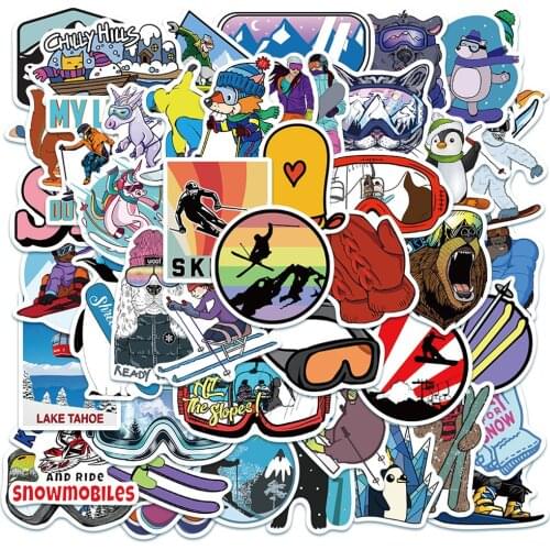 10/30/50PCS Cartoon Outdoor Ski Sports Graffiti Sticker Scooter Notebook Waterproof Guitar Decoration Sticker Toy Wholesale