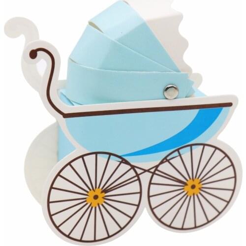 10pcs Paper Candy Box Stroller Shape Baby Shower Favors Kids Birthday Party Wedding Gifts Baby Shower Decor Supplies