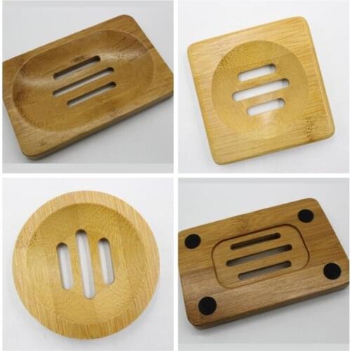 100pcs/lot 3 styles Bamboo Wooden Soap Dish Soap Tray Holder Storage Soap Rack Plate Box Container for Bath Shower Bathroom