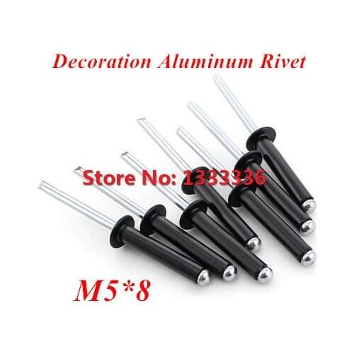 100pcs M5*8 Black Aluminum POP Rivet Core Pulling Decoration Rivets