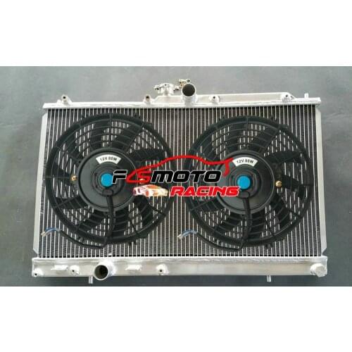 2 Row Aluminum Alloy Radiator + FAN For Mitsubishi Lancer EVO 7/8/9 2001-2007 02 03 04 05 06 MT
