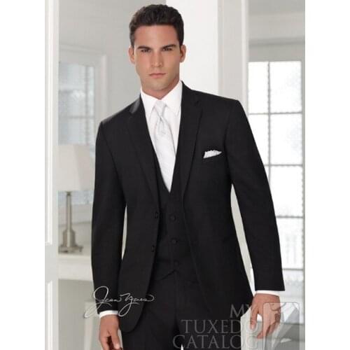 2015 Custom Made Black Men Suit, Tailor Made Suit, Mens Wedding Suit,2 Buttons Slim Fit Handsome Groom Tuxedos For Men Hot Sale