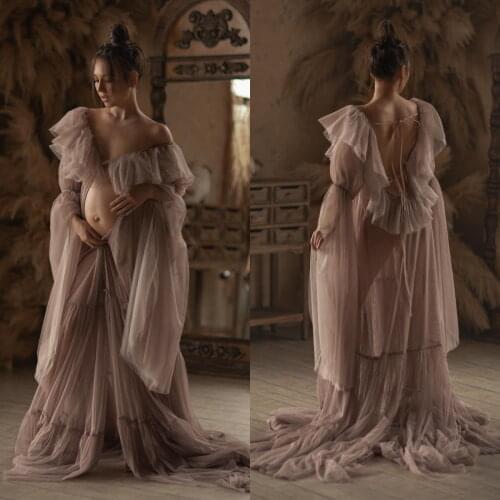 2021 Sexy Maternity Gowns for Photo Shoot Custom Made Tulle Maternity Robe Women Prom Dress Evening Fluffy Formal Party Gowns