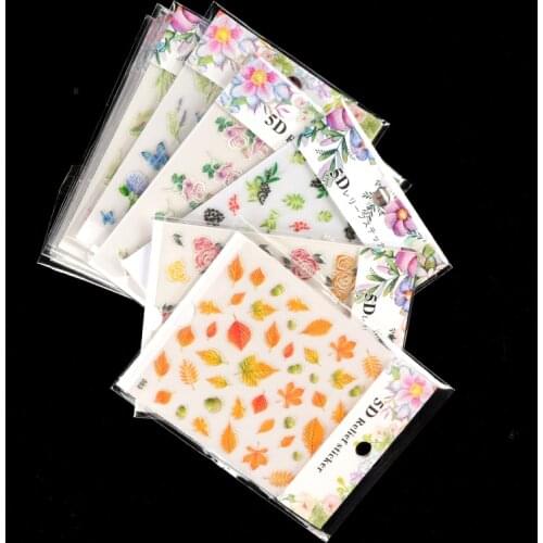 3D Red Rose Nail Art Sticker Colorful Nail Decals Decorative Stickers For DIY Manicure Design