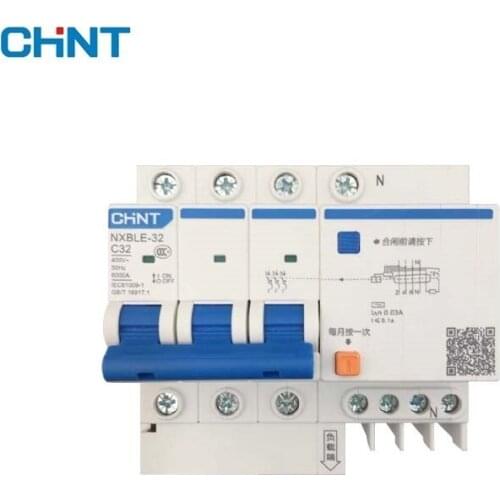CHNT NXBLE-32 Residual current operated circuit breaker RCBO 6KA type C 3P+N 30mA 400 V 415V 50HZ 6A 10A 16A 20A 25A 32A