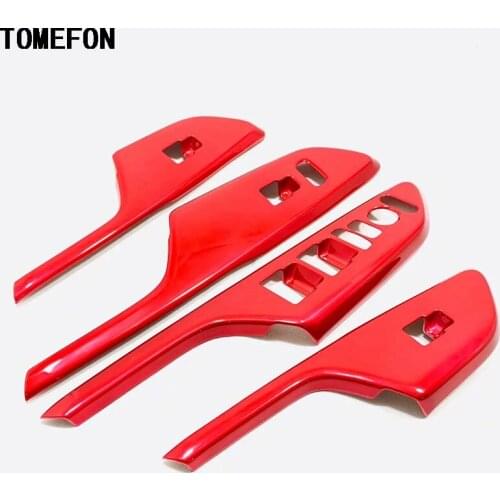 TOMEFON For Honda Civic 10th 2016 2017 2018 2019 Sedan LHD Car Door Handle Armrest Window Lift Panel Cover Trim Accessories ABS