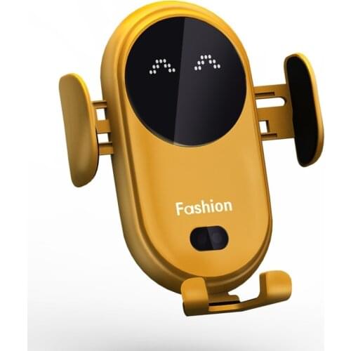 Smart Infrared Sensor Car Wireless Charger Car Holder Mobile Phone Wireless Charger, Colour: Yellow (With Suction Cup Bracket)