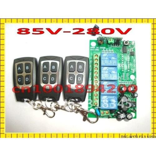 4000W RF Wireless Remote Control Switch Transmitter&Receiver 85V-280V 4CH for Light/LED/Lamp Applicance Toggle Momentary Latched