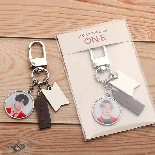 Kpop Bangtan ONE Same Keychains Creative Metal Keyrings Bag Pendant MAP OF SOUL Key Tings Accessories
